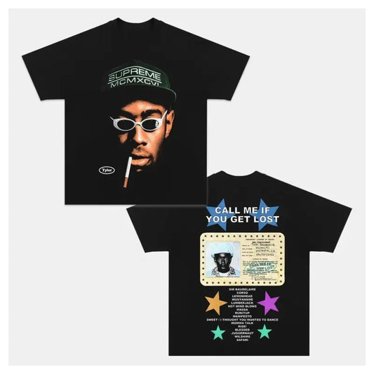 TYLER THE CREATOR TEE - CALL ME WHEN YOU GET LOST TEE - Double Sided Prints Vintage Bootleg T-Shirt, Cotton Casual Crew Neck Black Menswear Tshirt Crewneck, T-Shirt For Unisex , Gift For Men Top Underwear