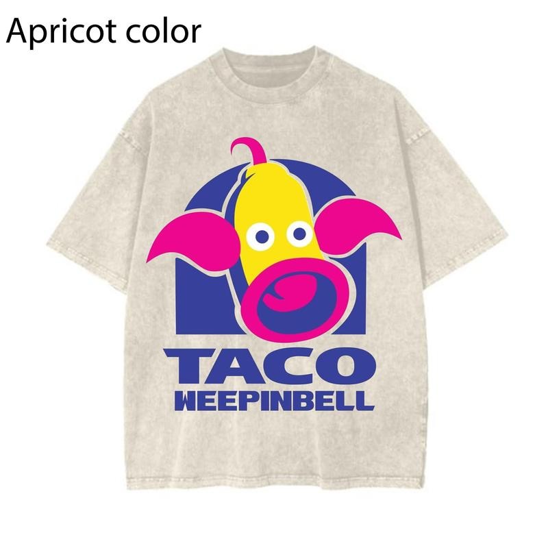 Taco Weepinbell Taco Bell Parody Unisex T-shirt, Pokemon T-Shirt, PKM Shirt, Anime Funny Shirt, Vintage Tee Streetwear Shortsleeve Printed Womenswear