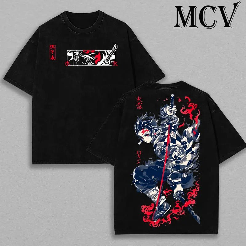 Tanjiro Kamado Water Breathing shirt, Breathing styles Breathing styles t-shirt, Menswear Anime Double Printed Oversize...
