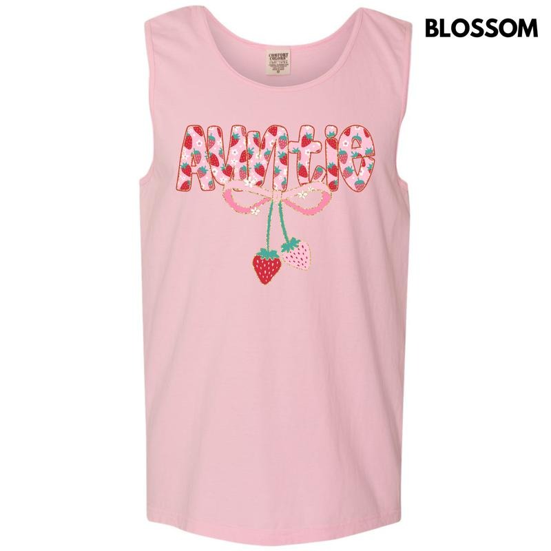 Tank Top - Auntie Strawberry Coquette Comfort Colors Tank Top 'NLB' T-Shirts, Hoodie, Sweatshirt | DripVista.com