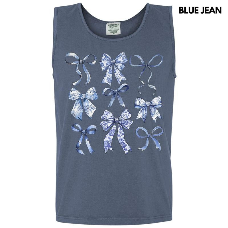 Tank Top - Blue Bow Coquette Comfort Colors Tank Top 'NLB' T-Shirts, Hoodie, Sweatshirt | DripVista.com