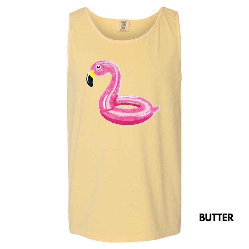 Tank Top - Flamingo Floaty Patch Comfort Colors Tank Top T-Shirts, Hoodie, Sweatshirt | DripVista.com
