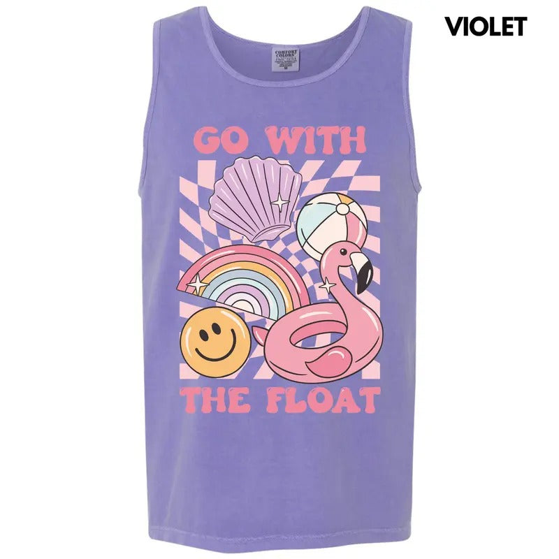 Tank Top - Go With The Float Comfort Colors Tank Top T-Shirts, Hoodie, Sweatshirt | DripVista.com