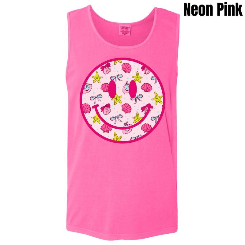 Tank Top - Shells & Bows Happy Face Comfort Colors Tank Top 'NLB' T-Shirts, Hoodie, Sweatshirt | DripVista.com
