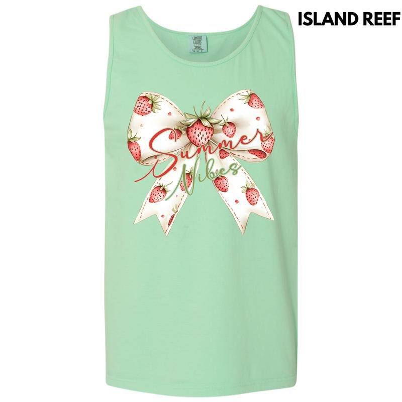 Tank Top - Strawberry Summer Bow Comfort Colors Tank Top 'NLB' T-Shirts, Hoodie, Sweatshirt | DripVista.com