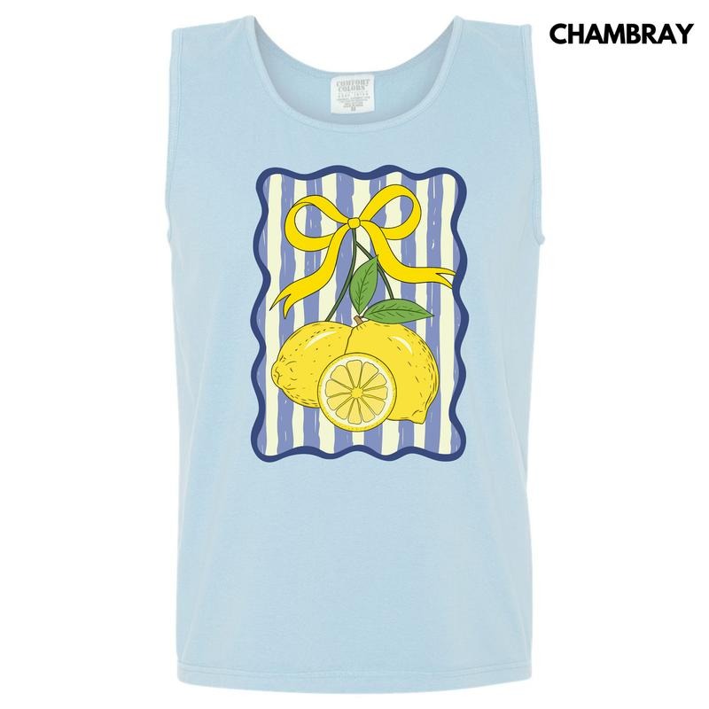 Tank Top - Stripe Lemon Coquette Comfort Colors Tank Top 'NLB' T-Shirts, Hoodie, Sweatshirt | DripVista.com