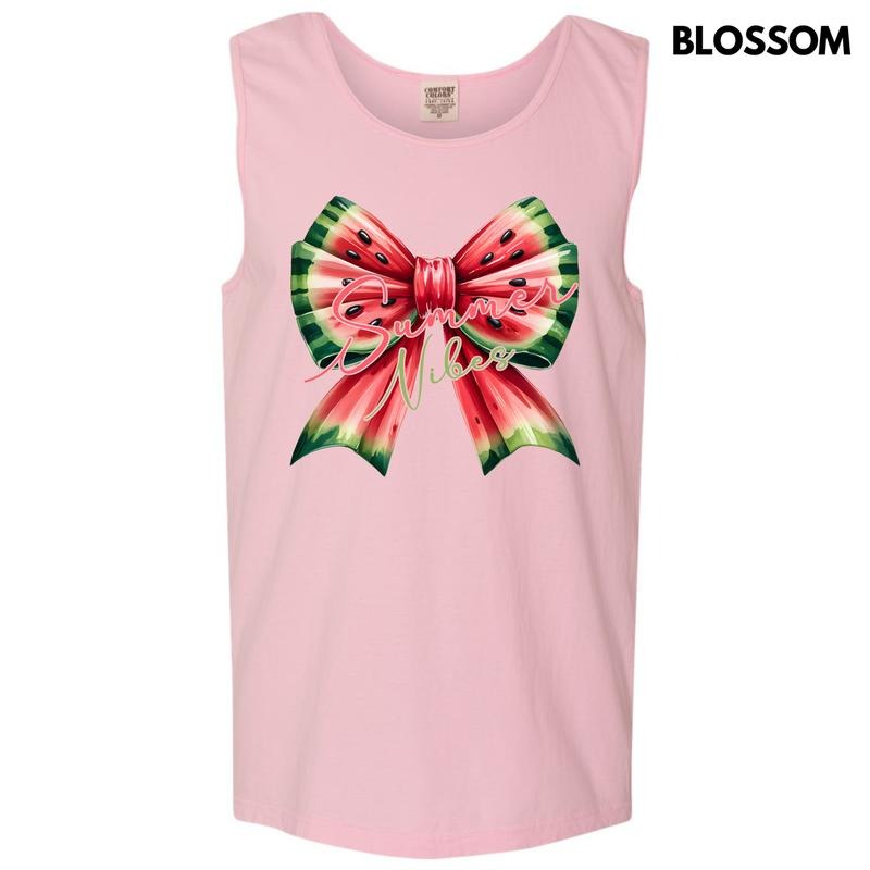 Tank Top - Summer Watermelon Bow Comfort Colors Tank Top 'NLB' T-Shirts, Hoodie, Sweatshirt | DripVista.com