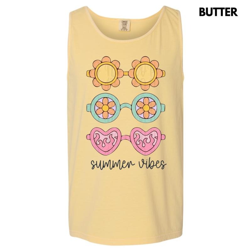 Tank Top - Sunglasses Summer Vibes Comfort Colors Tank Top T-Shirts, Hoodie, Sweatshirt | DripVista.com