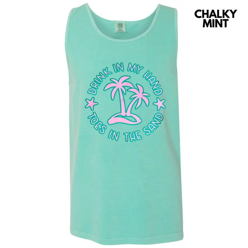 Tank Top - Toes In The Sand Puff Comfort Colors Tank Top T-Shirts, Hoodie, Sweatshirt | DripVista.com
