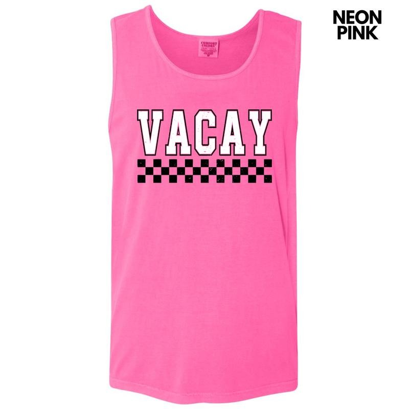 Tank Top - Vacay Varsity Checkered Comfort Colors Tank Top 'NLB' T-Shirts, Hoodie, Sweatshirt | DripVista.com