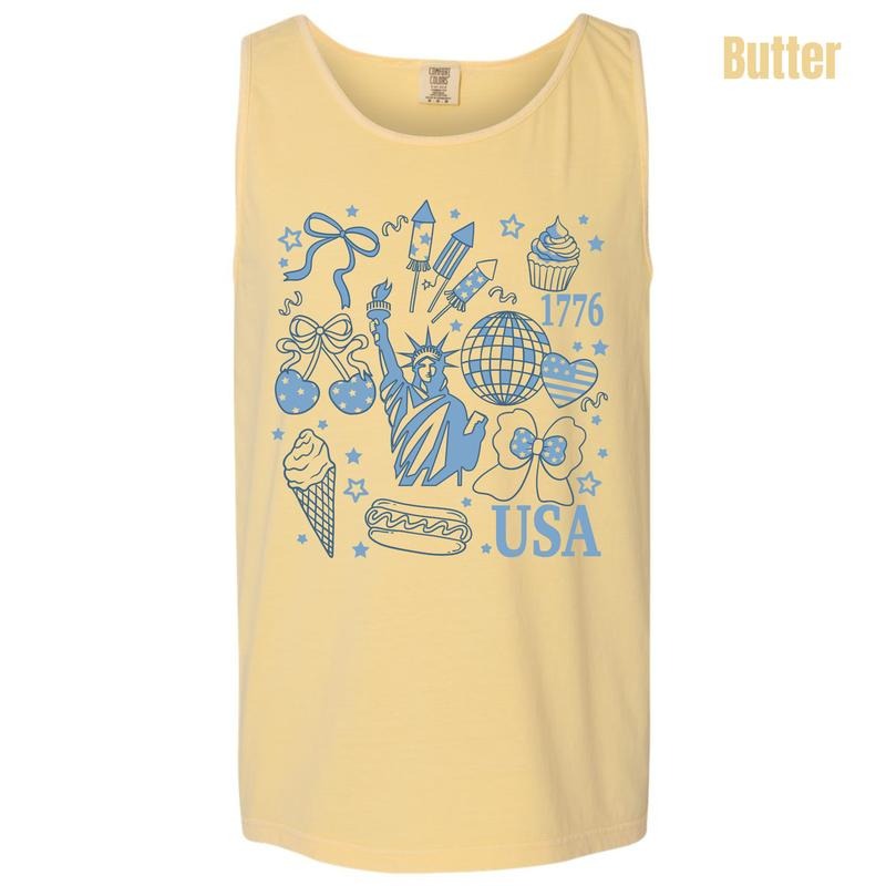 Tank Top -Blue USA Collage Comfort Colors Tank Top 'NLB' T-Shirts, Hoodie, Sweatshirt | DripVista.com