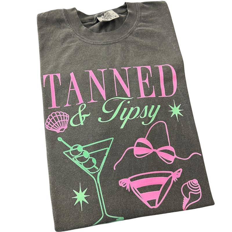 Tanned & Tipsy Comfort Colors T-Shirt Hoodie, Sweatshirt | DripVista.com