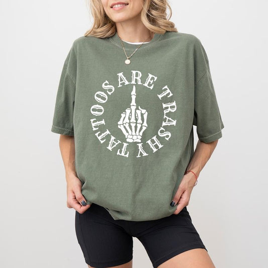 Tattoos Are Trashy Comfort Colors Shirt, Sarcastic Tattoos Graphic Tee, Tatted Moms Club Unhinged Shirt, Funny T-shirt For Women, Tatted Women Tee, Tattoos Lover Shirt, Comfy Fabric Graphic Tee, Womenswear, Cotton Fabric Relaxed Fit Chic Style