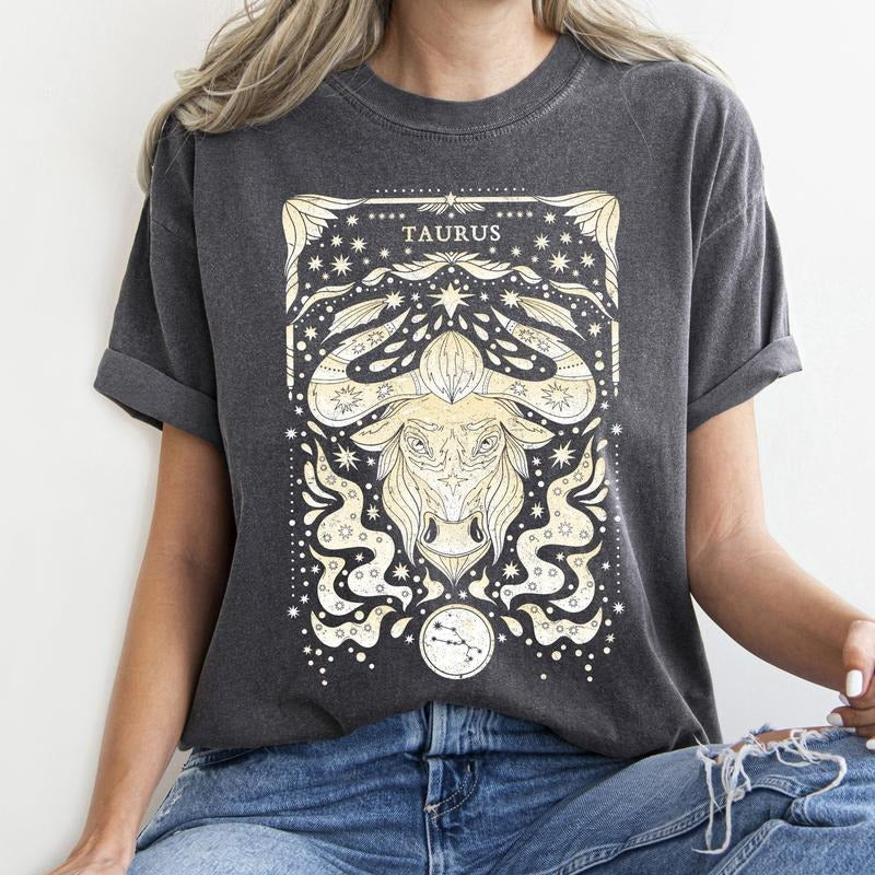 Taurus Celestial Zodiac Comfort Colors Tees, Horoscope, Astrology Hoodie, Sweatshirt | DripVista.com