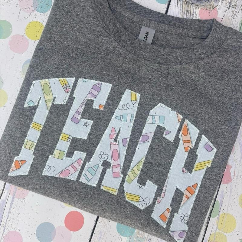 Teach Appliqué Tee Hoodie, Sweatshirt | DripVista.com