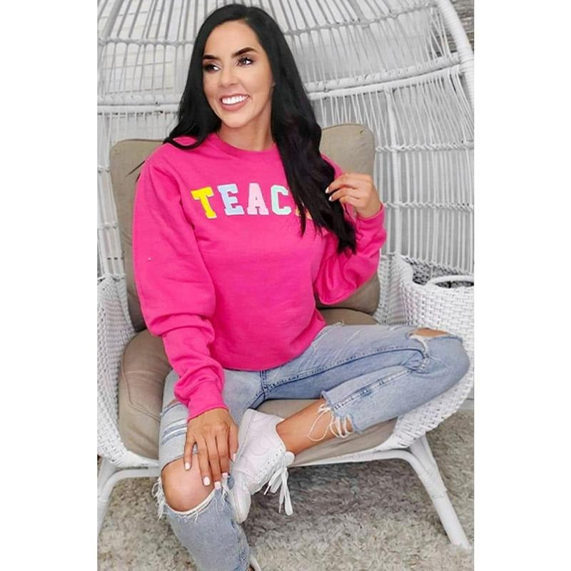Teach Color Block Letter Sweatshirt T-Shirts, Hoodie | DripVista.com