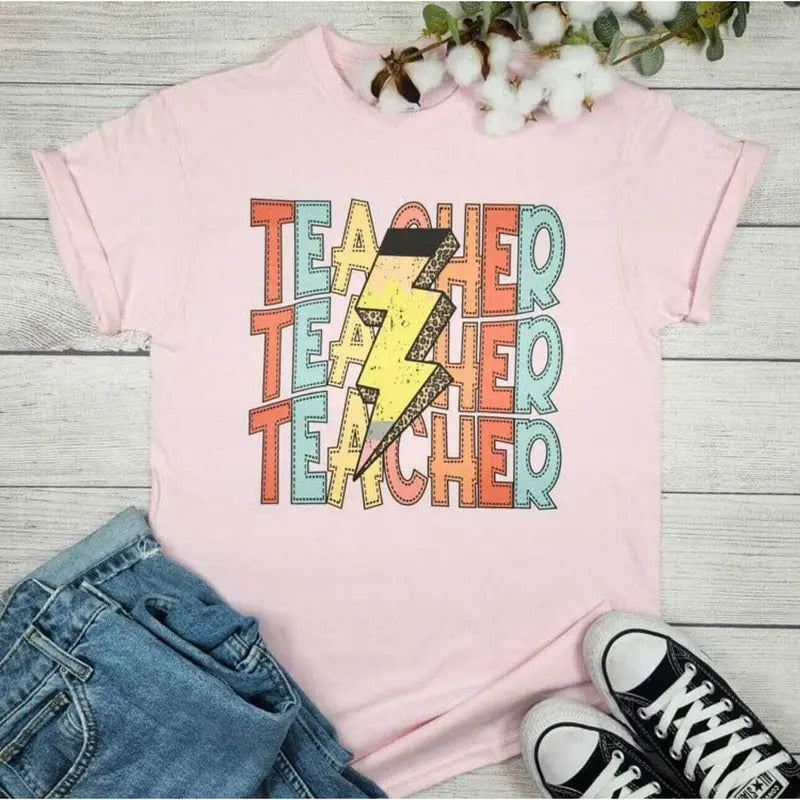 Teacher Lightning Pencil Graphic Tee