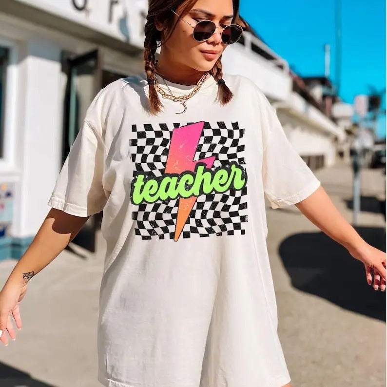 Teacher Shirt, Retro Teacher Shirt, Lightning Bolt, Teacher Gift, Back to School Shirt, Teacher Appreciation  T-shirt,...