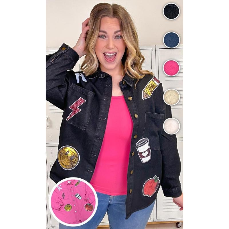 Teacher Sparkle Denim Shacket T-Shirts, Hoodie, Sweatshirt | DripVista.com