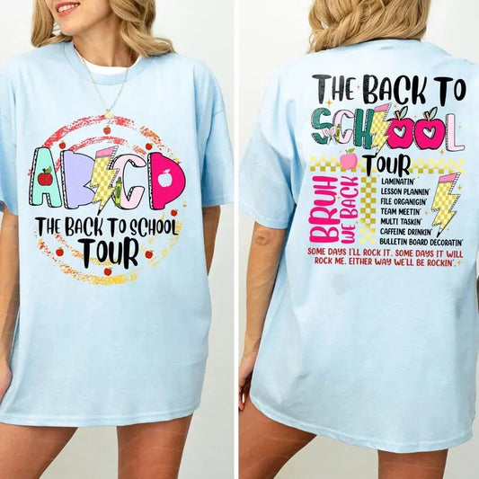 Teacher Tour 2024 Retro The Back To School Tour T-Shirt, Teacher Gift, ABCD Teacher T-shirt, Kindergarten Teacher Shirts, Hello School Tee, Funny Teacher Gift