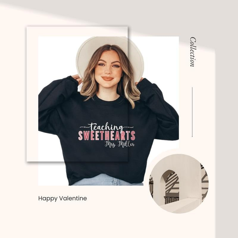 Teacher Valentines Day Sweatshirt For Women Comfort Fabric T-Shirts, Hoodie | DripVista.com