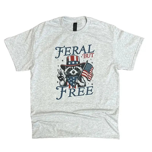 Feral But Free Sweatshirt or Tee - Unisex Sweatshirt / Tee - Raccoon Sweatshirt or Tee Cotton