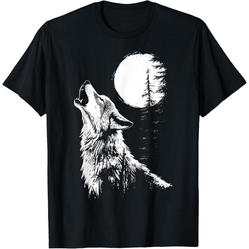 Tee Wolf Howling Moon Forest Nature Wildlife Animal T-Shirt made in usa Hoodie, Sweatshirt | DripVista.com
