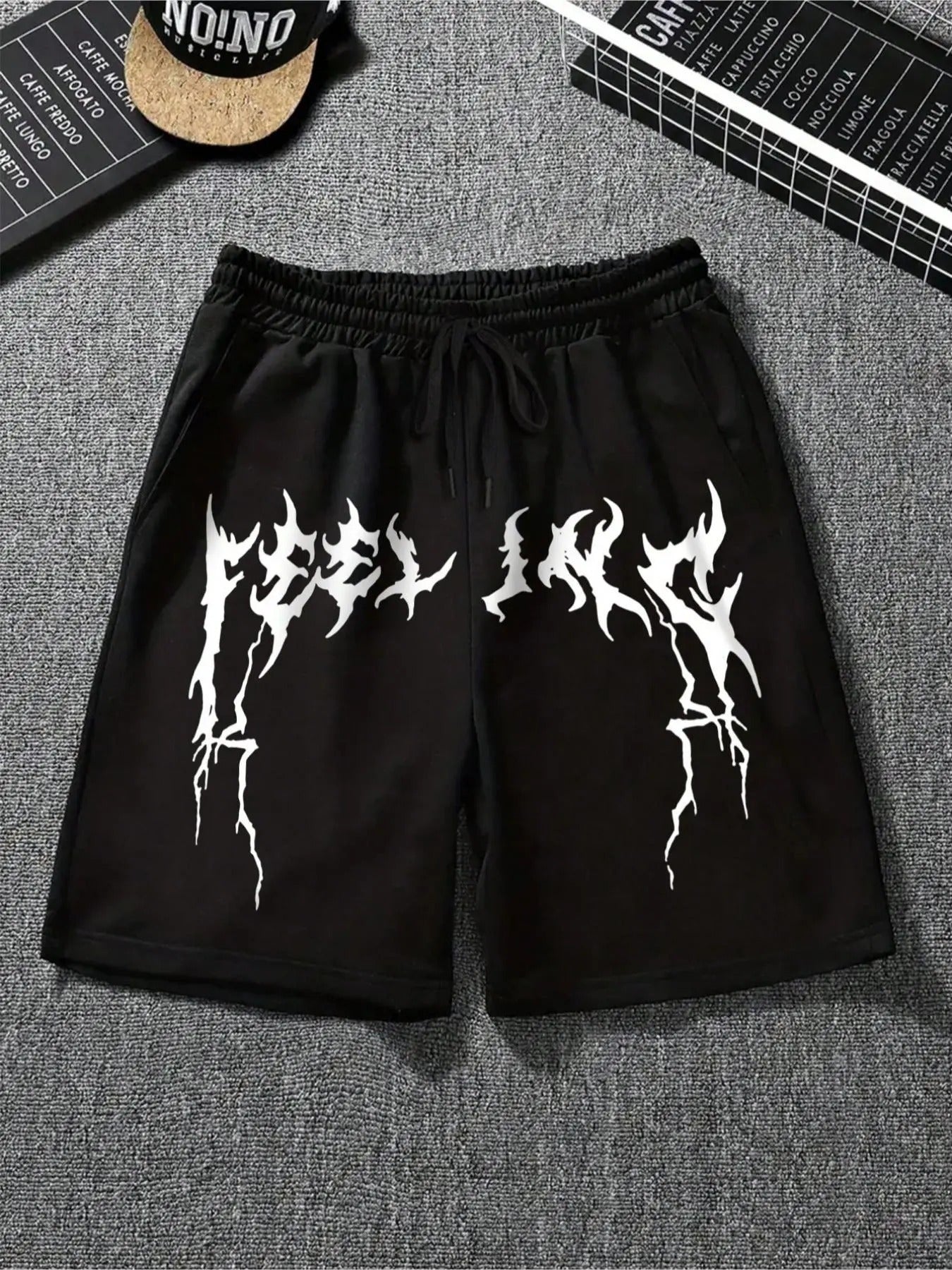 Teenager'WB shield Graphic Print Drawstring Waist Shorts, Casual Comfy Breathable Pocket Track Shorts for Daily Wear,...