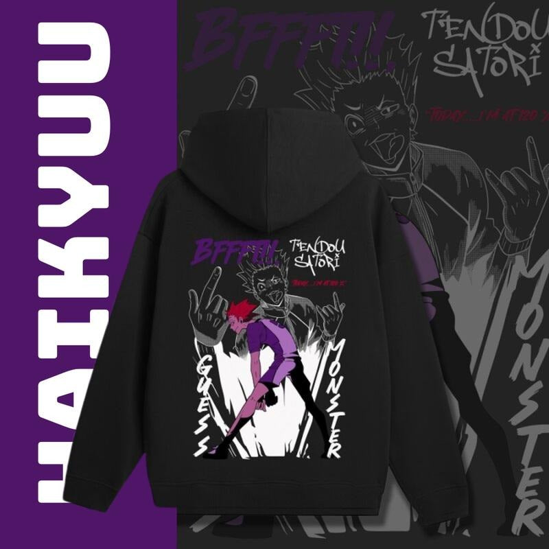 Tendou Satori Hoodie, Haikyuu Graphic Shirt, Anime Tee, Classic Cotton Hoodie Sweatshirt | DripVista.com