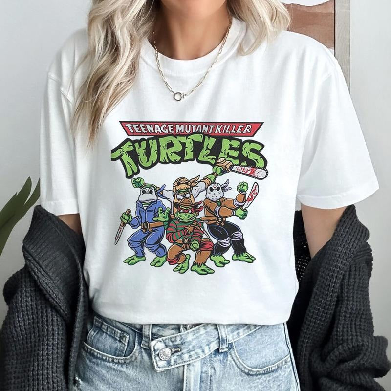 Tenenage Mutant Turtles Shirt Michael Myers, Jason Voorhees, Freddy Krueger Shirt Halloween Movie Shirt