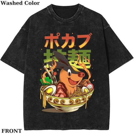Tepig Ramen Pokemon Graphic T-Shirt, Pokemon T-Shirt, PKM Shirt, Anime Funny Shirt, Vintage Tee Streetwear Shortsleeve Printed Womenswear Top