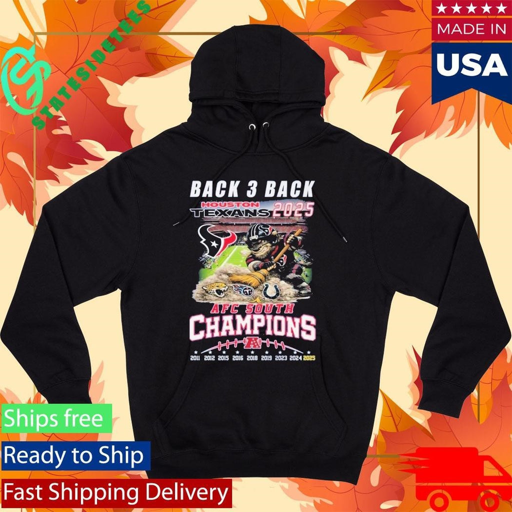 Texans 2025 AFC South Champions Back 3 Back Shirt