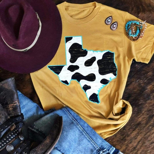 Texas Cow Pattern Graphic Tee