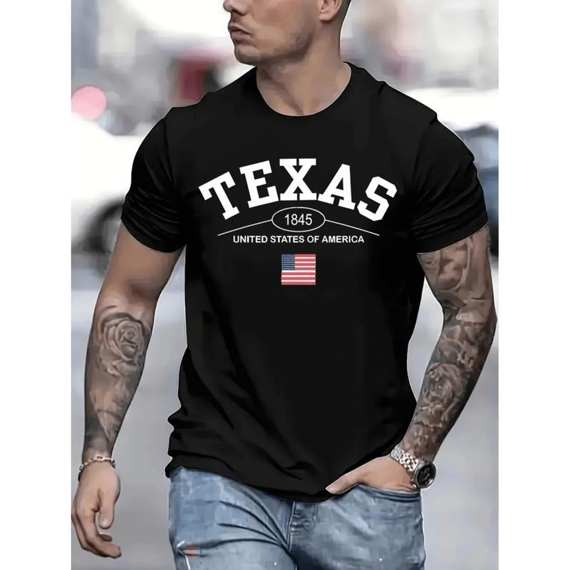 Texas Graphic Mens Short Sleeve Lightsaber brand Shirt Navy Blue With Texas Print American Comfortable Cotton Tee For...