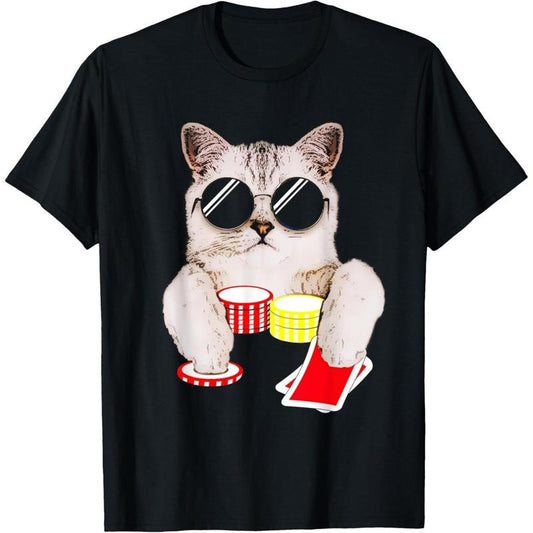 Texas Holdem Poker Cat T-Shirt made in usa
