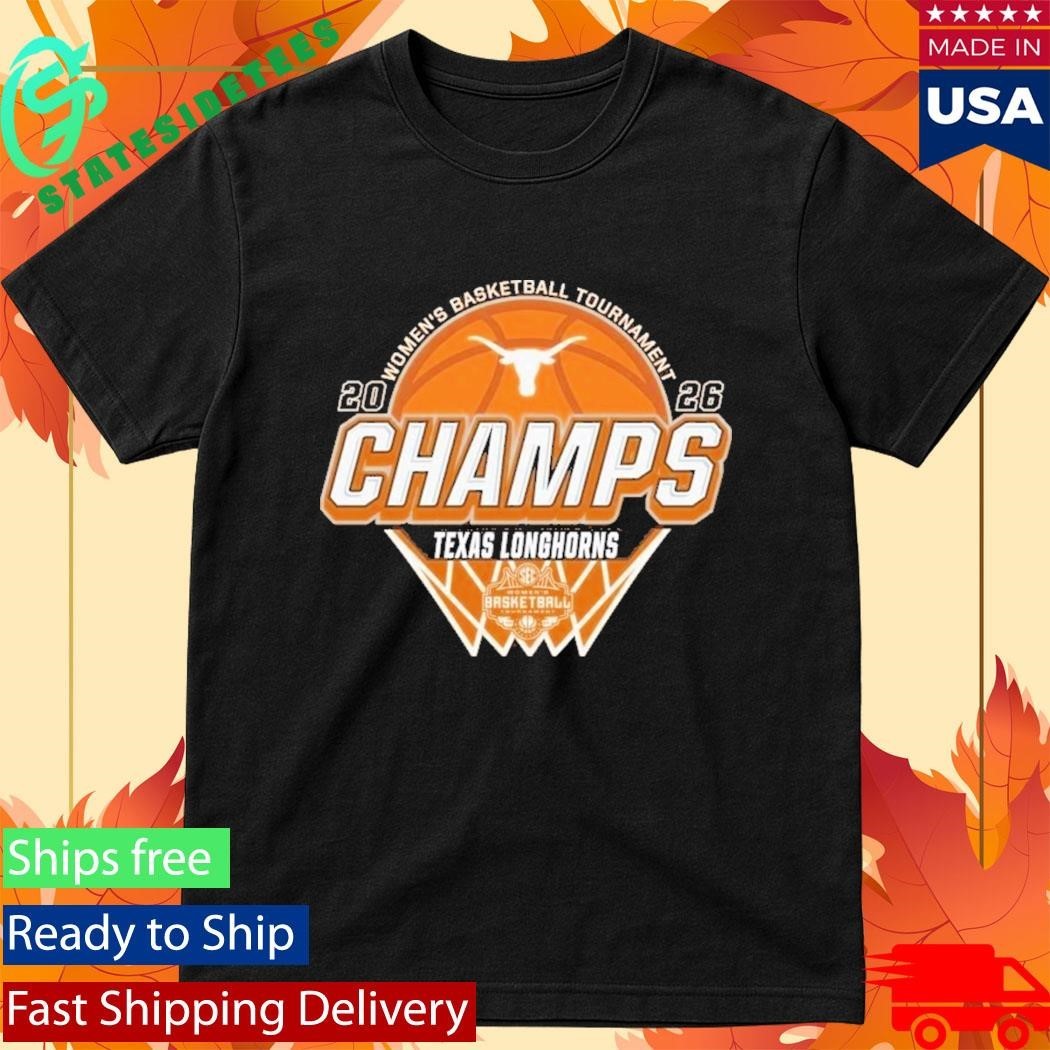 Texas Longhorns Women’s Basketball 2026 SEC Tournament Champions Locker Room Orange T-Shirt