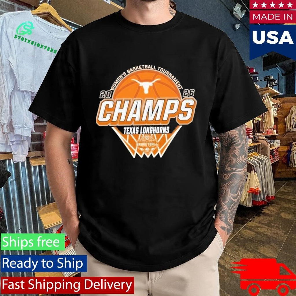 Texas Longhorns Women’s Basketball 2026 SEC Tournament Champions Locker Room Orange T-Shirt