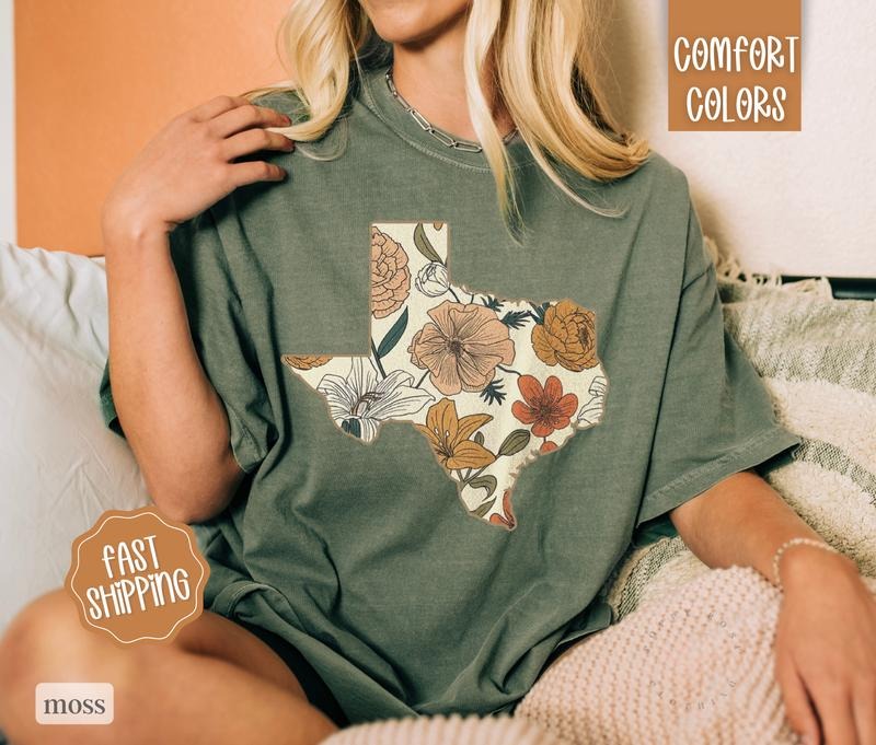 Texas Shirt Comfort Colors, Womens Graphic Shirt, Oversized Graphic Tshirt, Women's Tshirts,  Shirt Dress Hoodie, Sweatshirt