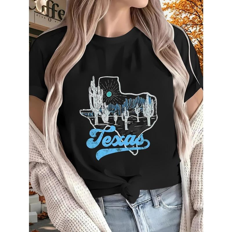 Texas Women'WB shield Printed T-shirt, Short Sleeves, Four Seasons Can Be Worn for Outdoor, Home, Sports Top Gift style...