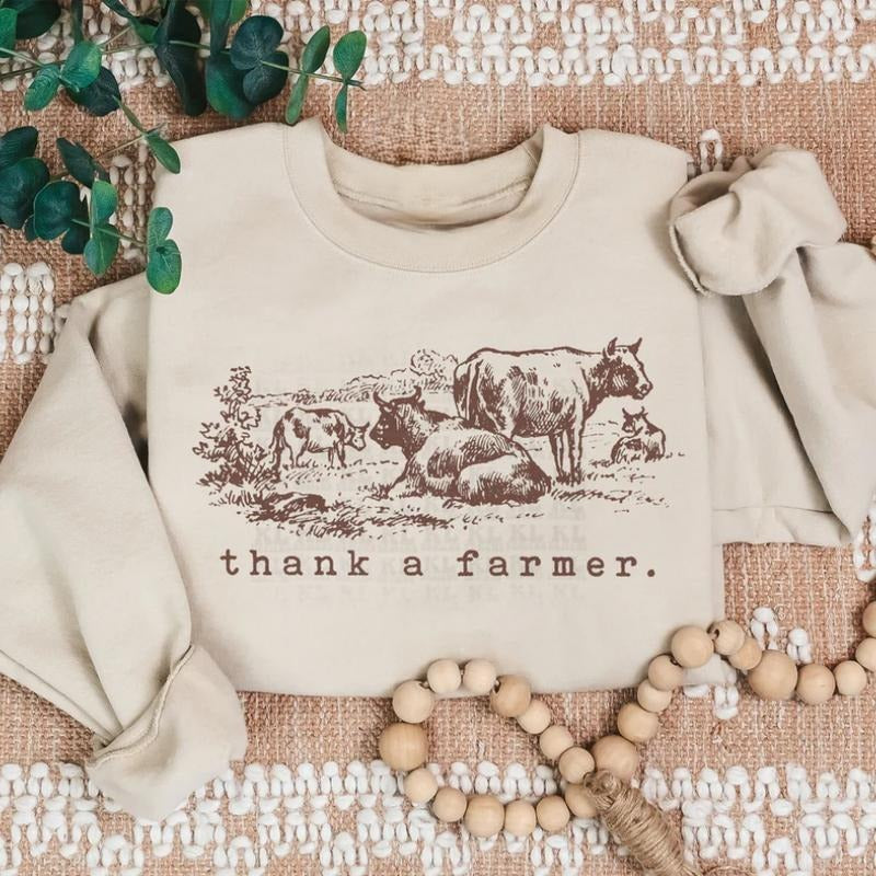 Thank A Farmer Sweatshirt, western clothing hoodies, western outfits women, western tops T-Shirts | DripVista.com