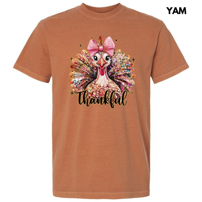 Thankful Glitter Turkey Comfort Colors T-Shirt 'NLB' Hoodie, Sweatshirt | DripVista.com