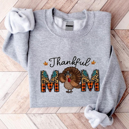 Thankful Mom Sweatshirt, Thanksgiving Hoodie, Mother Fall Gift Sweater, Funny Turkey Gift Sweater For Mama, Pumpkin Season Hoodie.