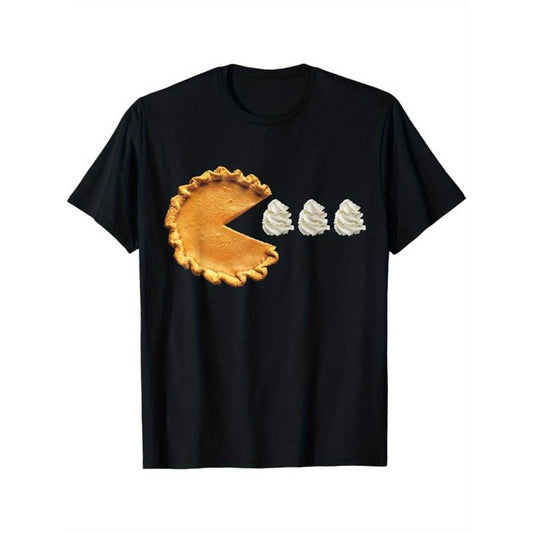 Thanksgiving Day Printed, Men's Cotton Graphic T-shirt, Casual Short Sleeve Crew Neck Gamer T-shirt, Men's Tee For Outdoor made in usa