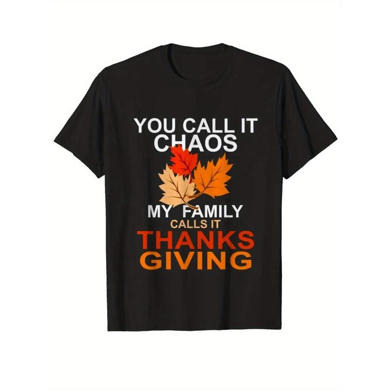 Thanksgiving Day Printed, Men's Cotton Turkey Graphic T-shirt, Casual Short Sleeve Crew Neck Gamer T-shirt, Men's Tee For Outdoor made in usastyle{n002}2