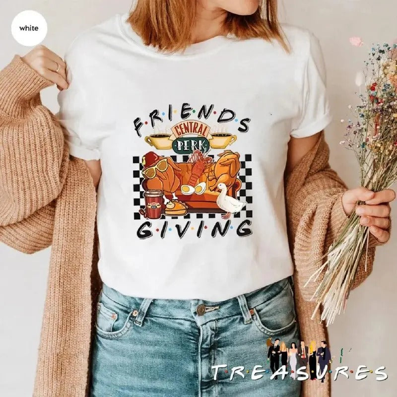 Thanksgiving Friends Turkey T-Shirt Funny TV Show Tshirt, Vintage Turkey Thanksgiving Tshirt, Funny Thanksgiving Shirt