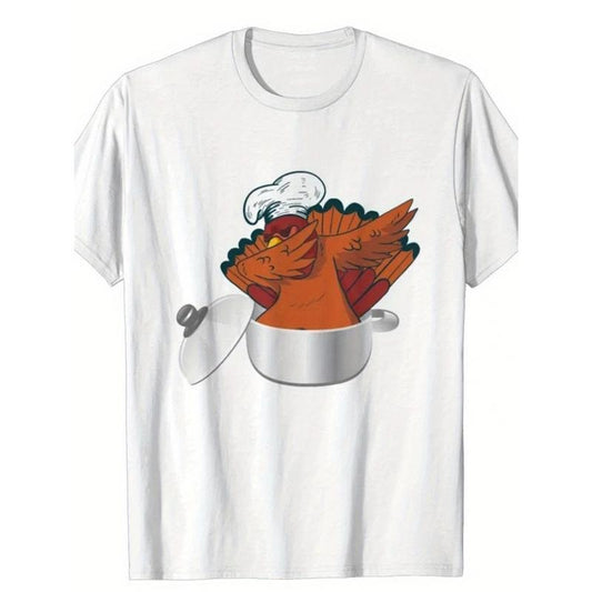 Thanksgiving Printing, Men's Cotton Turkey Pattern T-shirt, Casual Short Sleeve round Neck Game T-shirt, Men's Outdoor T-shirt made in usastyle{n002}5
