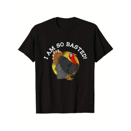 Thanksgiving Printing, Men's Cotton Turkey Pattern T-shirt, Casual Short Sleeve round Neck Game T-shirt, Men's Outdoor T-shirt made in usastyle{n002}7