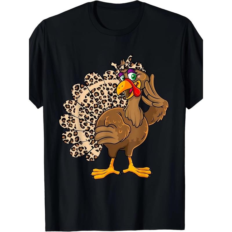 Thanksgiving Turkey Men's Leopard Print Autumn T-shirt - 220g made in usa Hoodie, Sweatshirt | DripVista.com
