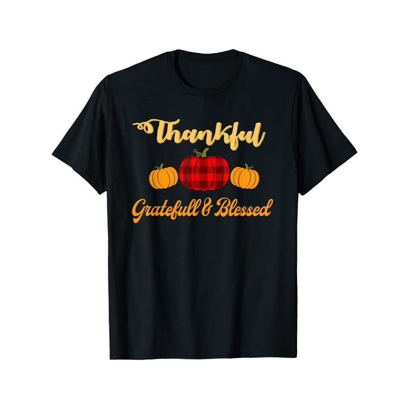 Thanksgiving, Shane, Lucky, Pumpkin, Plaid Pattern, Women's T-Shirt, Delicate Printing DIY, Multifunctional T-Shirt,...