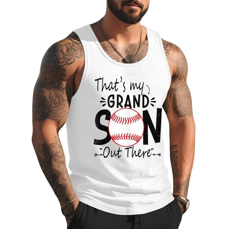 That's My Grandson Out There Baseball For Grandma Grandpa Unisex Tank Top, Cotton, Size S-3XL T-Shirts, Hoodie, Sweatshirt